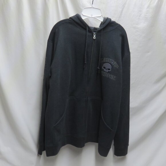 Harley-Davidson Zippered Front Men’s Willie G Skull Hoodie Sweatshirt - Picture 1 of 9